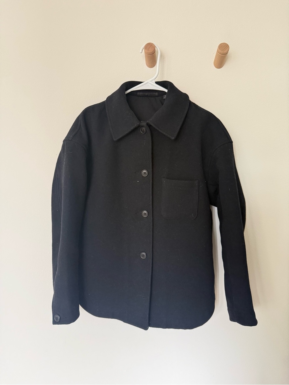 Uniqlo Black Button-Front Pea Coat